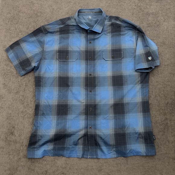 KUHL mens plaid shirt button up size 2XL double pocket outdoor comfort hiking - Picture 2 of 9